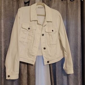 Lane Bryant Cropped White Denim Jacket 18W
